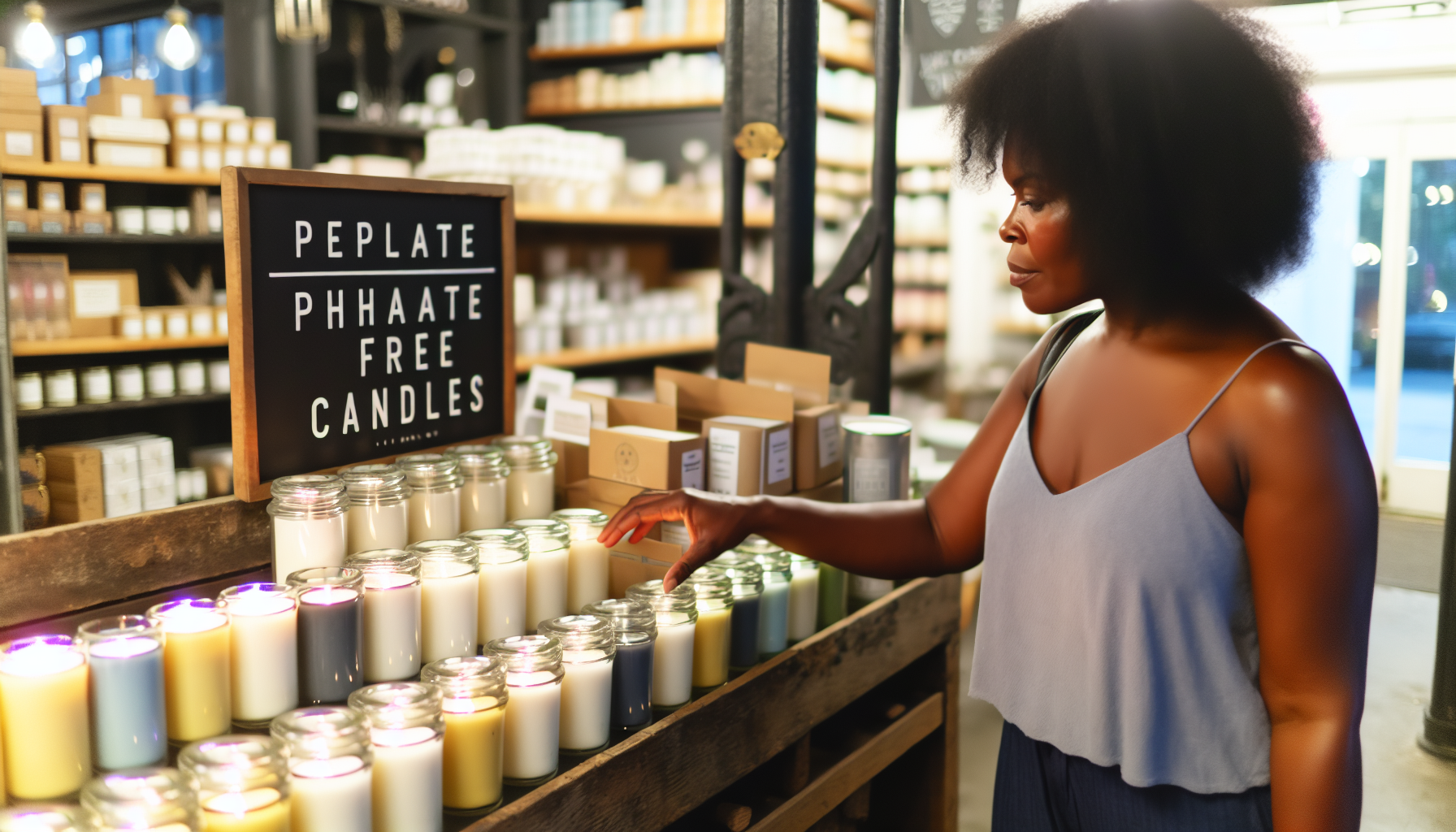 Woman choosing phthalate-free candles